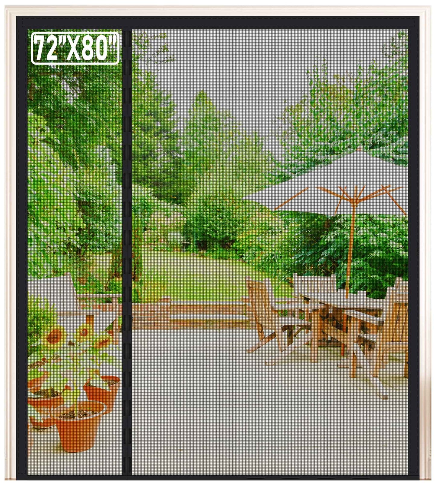Magnetic Screen Door High Density Mesh,Reversible Left Right Side Opening Wide Retractable French Door Screen Mesh,Reinforced Sliding Screen Doors, Heavy Duty Door Screen for Double Door