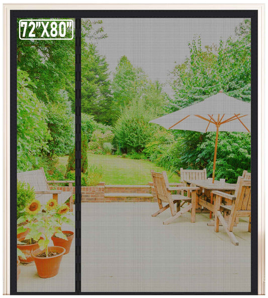 Magnetic Screen Door High Density Mesh,Reversible Left Right Side Opening Wide Retractable French Door Screen Mesh,Reinforced Sliding Screen Doors, Heavy Duty Door Screen for Double Door