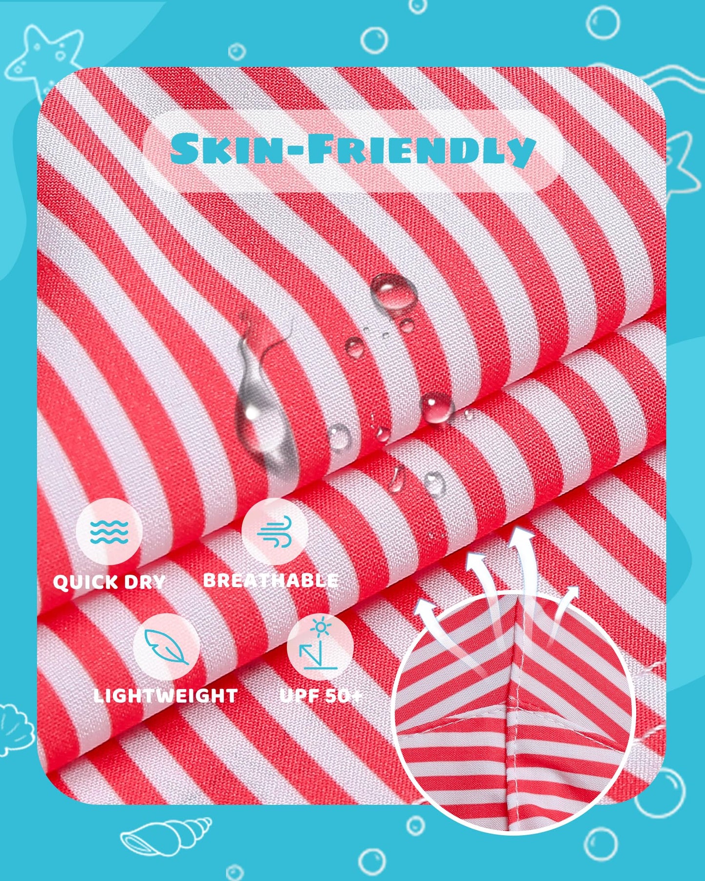 maamgic Boys Swim Trunks with Compression Liner Toddler Stretch Swim Shorts Quick Dry Swimming Trunks Boxer Brief 2 in 1 Beach Shorts Red Stripe 10/12