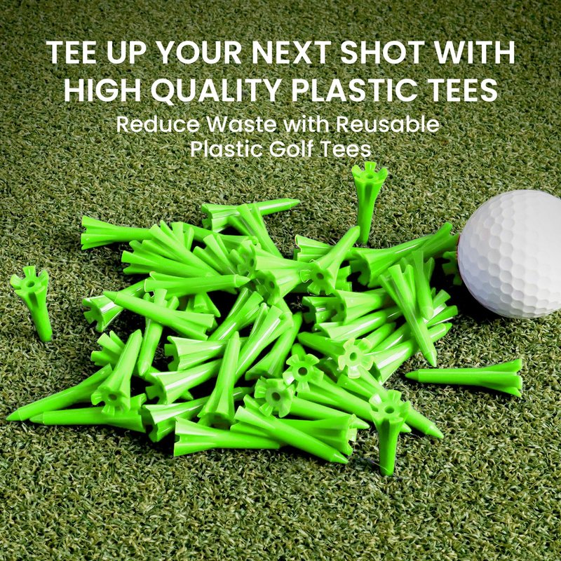 VEASAERS Short Golf Tees Plastic 1 1/2 inch Value 300 Pack Upgrade More Unbreakable Bulk Stable Reduce Friction Side Spin Tee for Men Women Ladies (Green, 300 Pack)