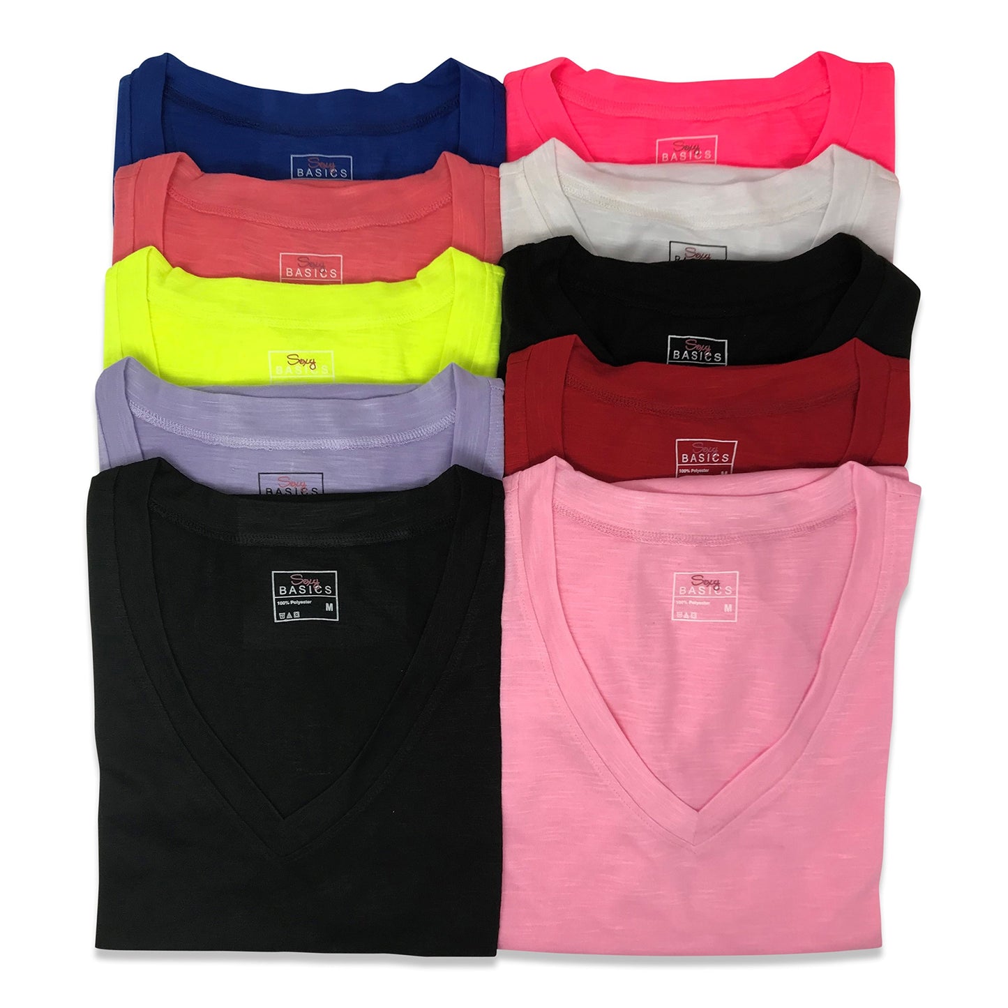 Women's V Neck T Shirts | Short Sleeve Tops | Flowy Slub Burnout Fabric | Active Casual Workout |Multi Packs Colors