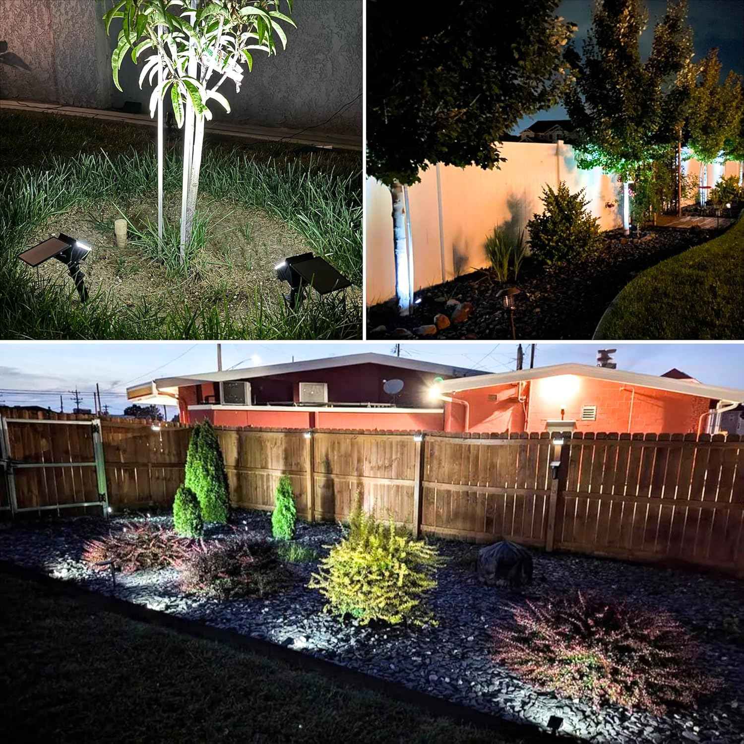 VOLISUN 8-Pack Solar Landscape Spotlights - IP67 Waterproof Uplights for Garden & Pathway, 27 LED Warm White, 3 Lighting Modes