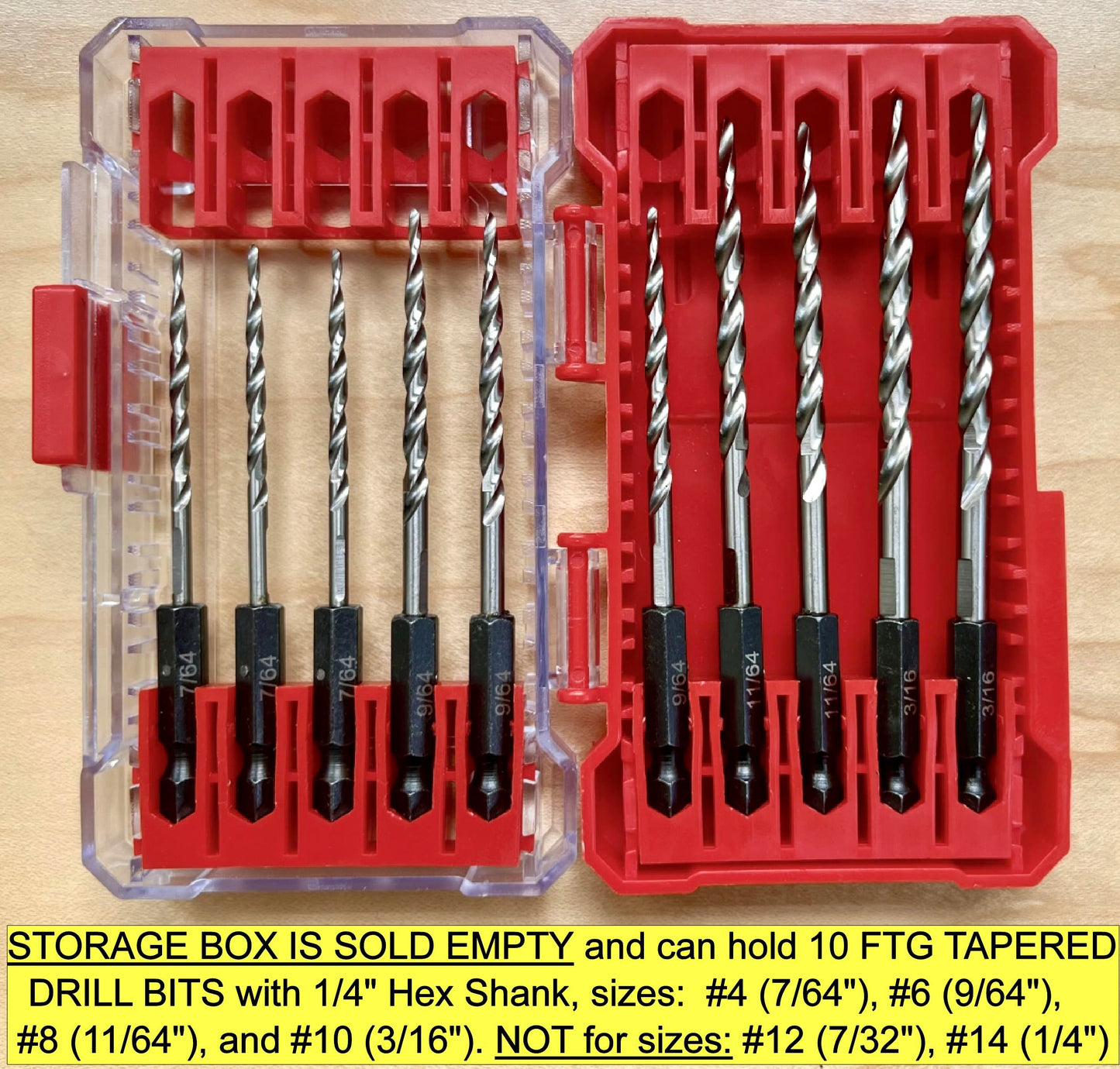 FTG USA Small Storage Container for Impact Driver Bits, Plastic Box Used as Storage Case for Countersink Drill Bit and Hex Bits