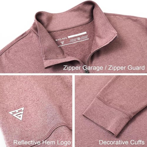 M MAELREG Quarter Zip Pullover - Men's Moisture-Wicking Performance Golf Sweatshirt in Heather