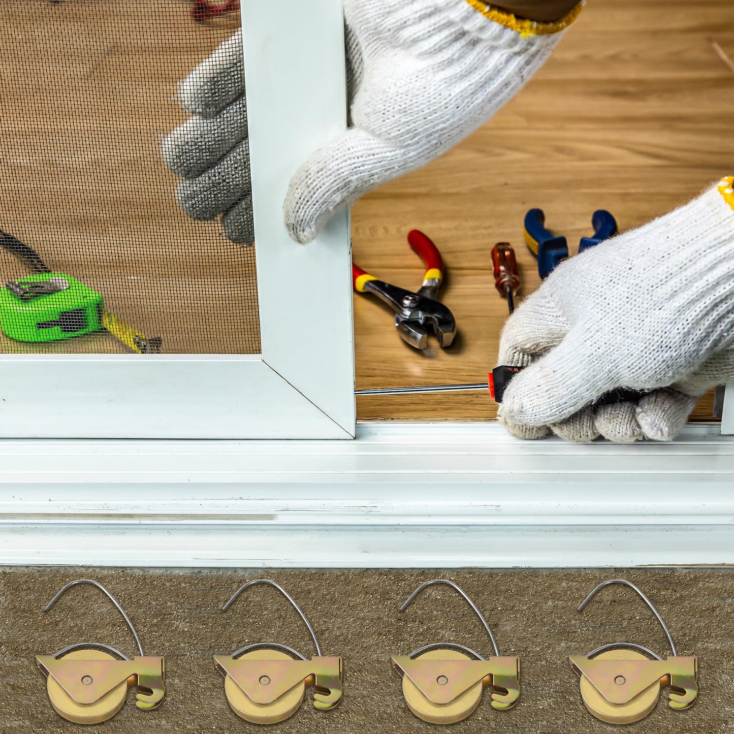 2-Pack Sliding Screen Door Rollers - Compatible with KDEX20 Series KD Screen Doors | Durable 1-1/4" Steel Ball Bearing Tension Wheels for Smooth Glide & Easy Replacement