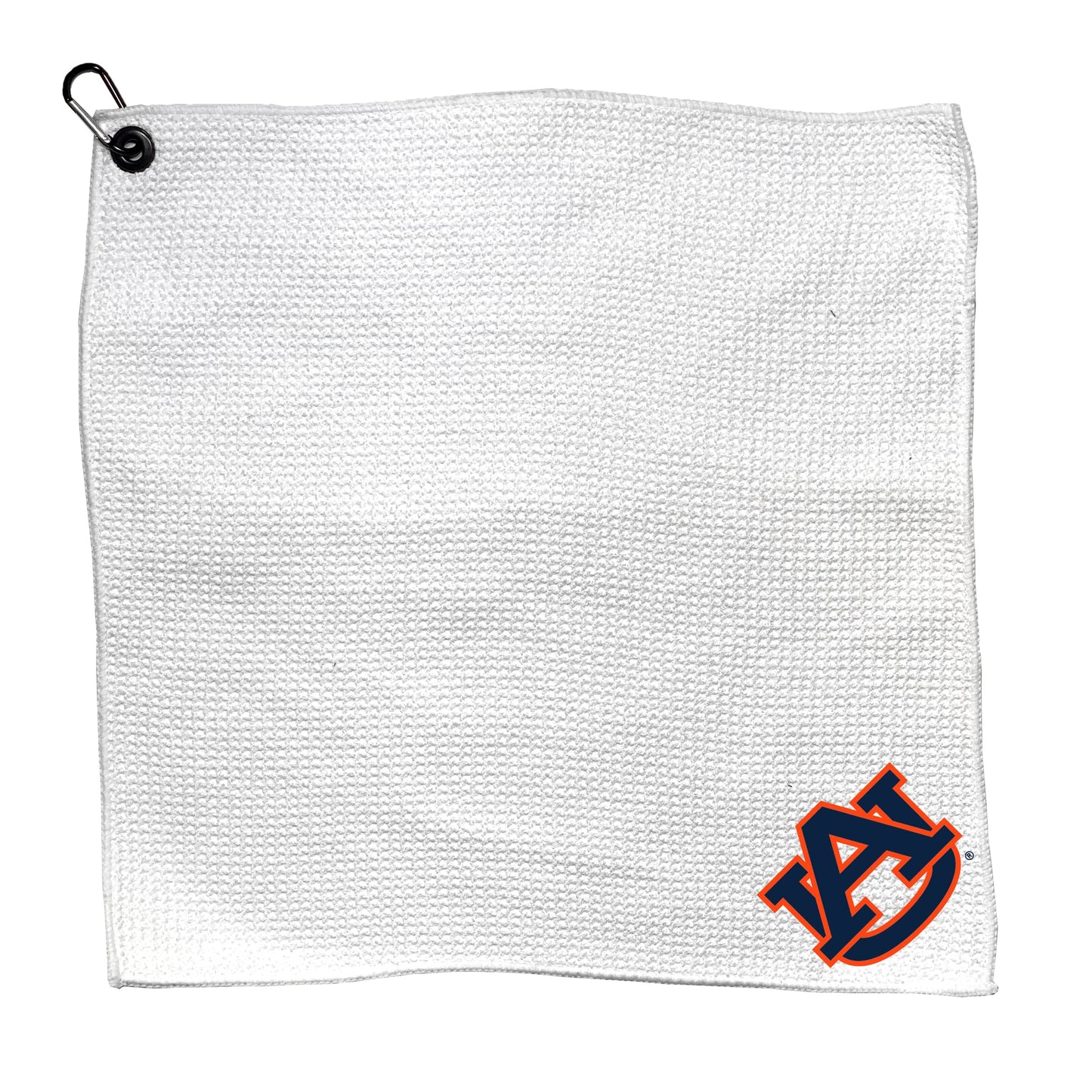 Team Golf NCAA Auburn Microfiber Towel - 15" X 15" (White) with Carabiner Clip, Premium Microfiber with Deep Waffle Pockets - Superior Water Absorption and Quick Dry Golf Cleaning Towel
