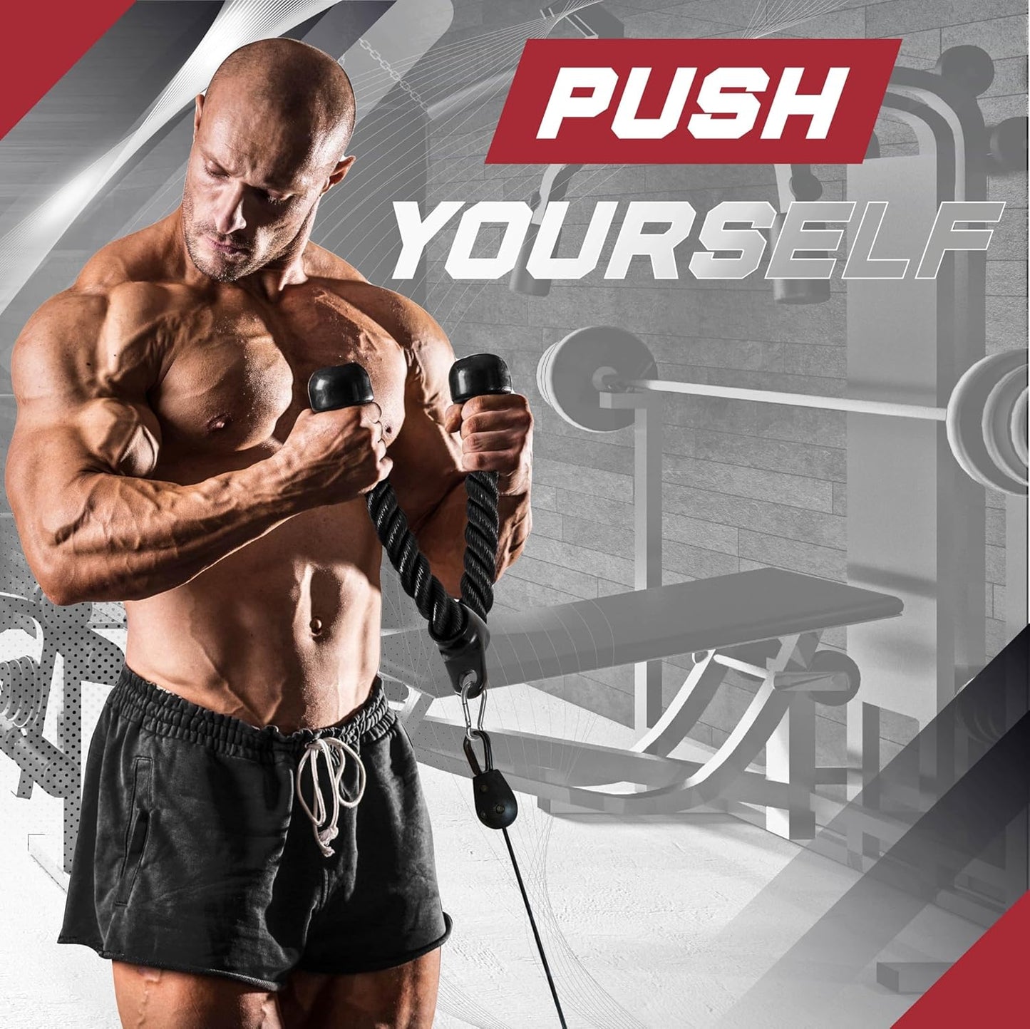 Yes4All Cable Machine Attachment - Versatile Row Handles, Tricep Rope & Straight Bar | Supports 880 LB for Home Gym