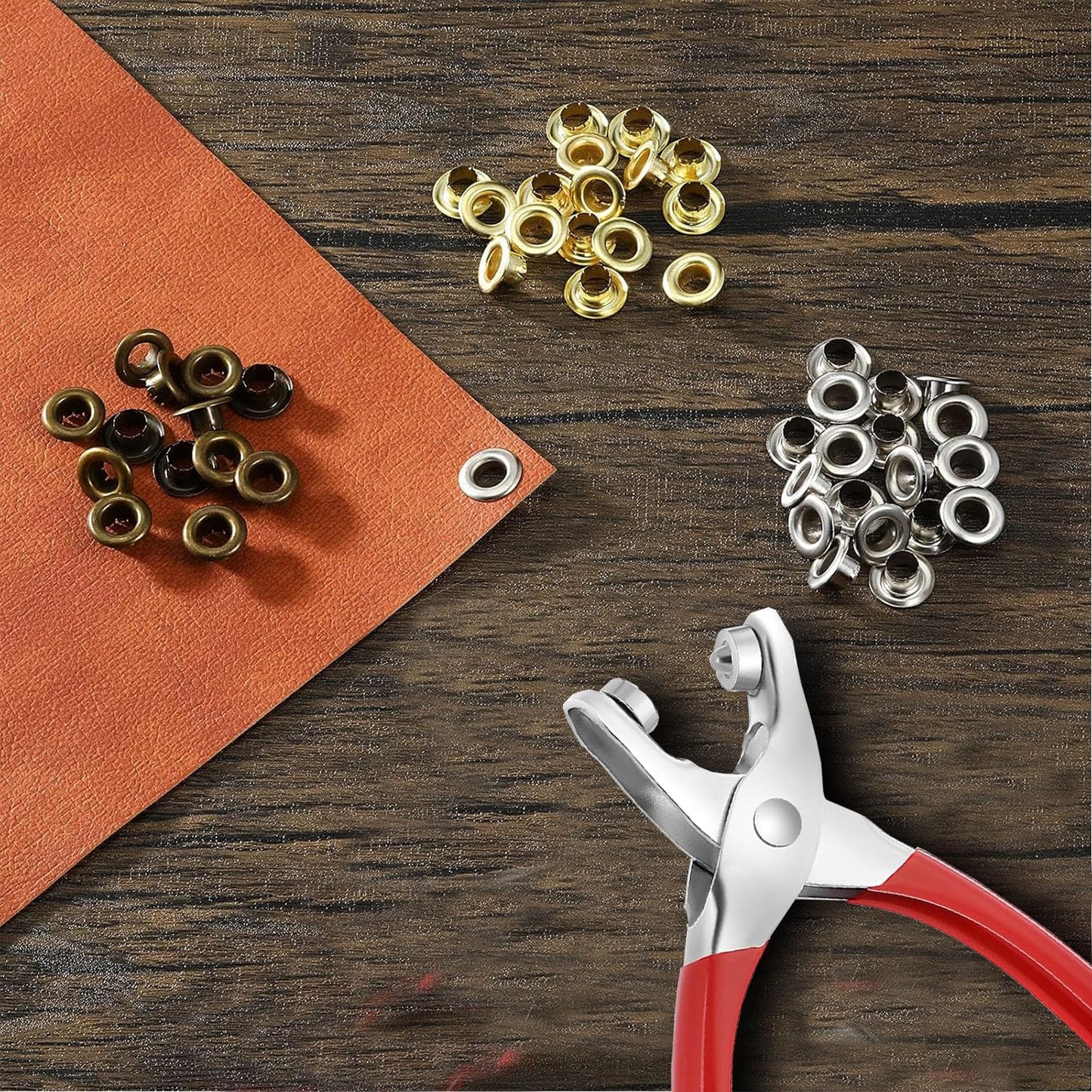 1003Pcs Grommet Tool Kit, 1/4 Inch 6mm(Inside) Grommet Eyelet Pliers Kit with 1000 Metal Eyelets with Washers for Fabric, Leather, Belt, Shoes, Clothes