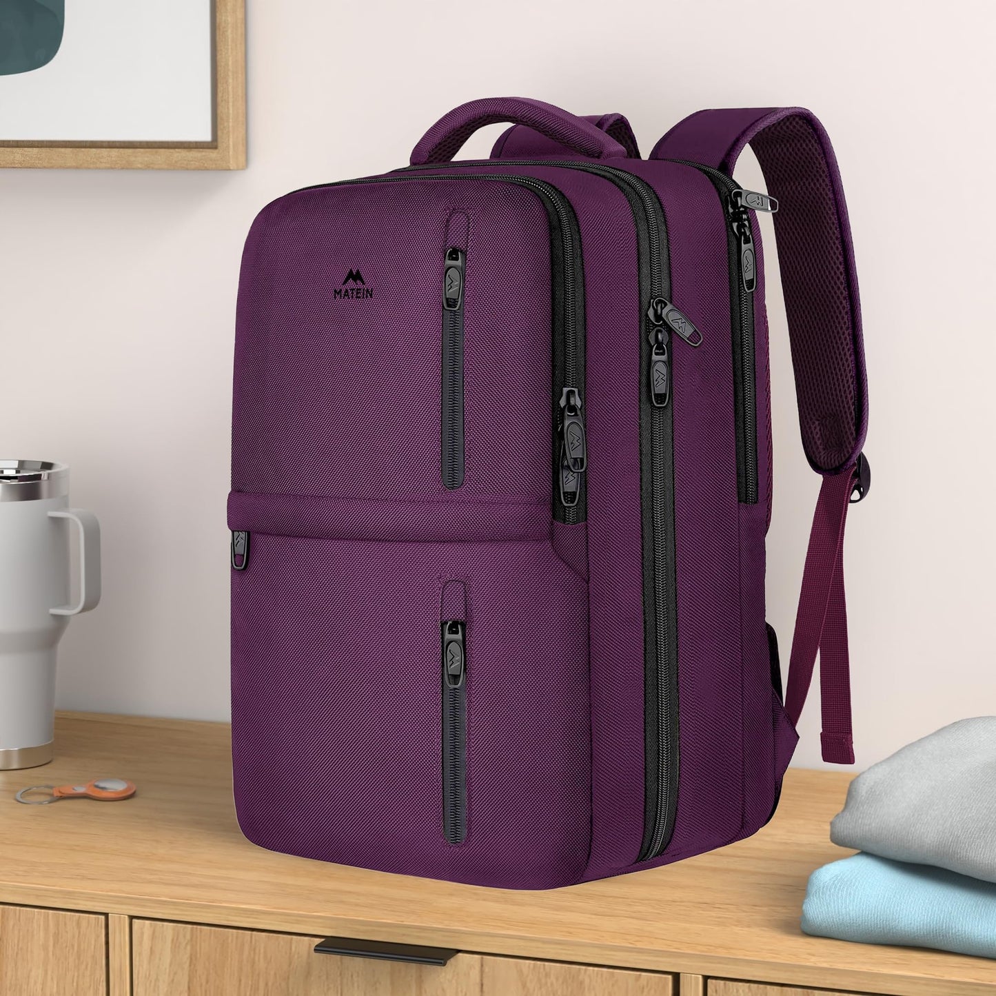 MATEIN Travel Backpack for Women, Extra Large 40L Carry on Backpack, Purple