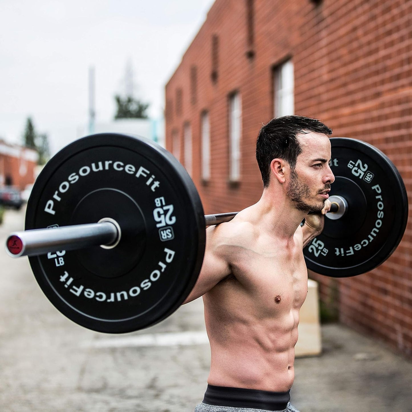 ProsourceFit Solid Rubber Bumper Plates - Durable Steel Insert for Strength Training | Power Lifting