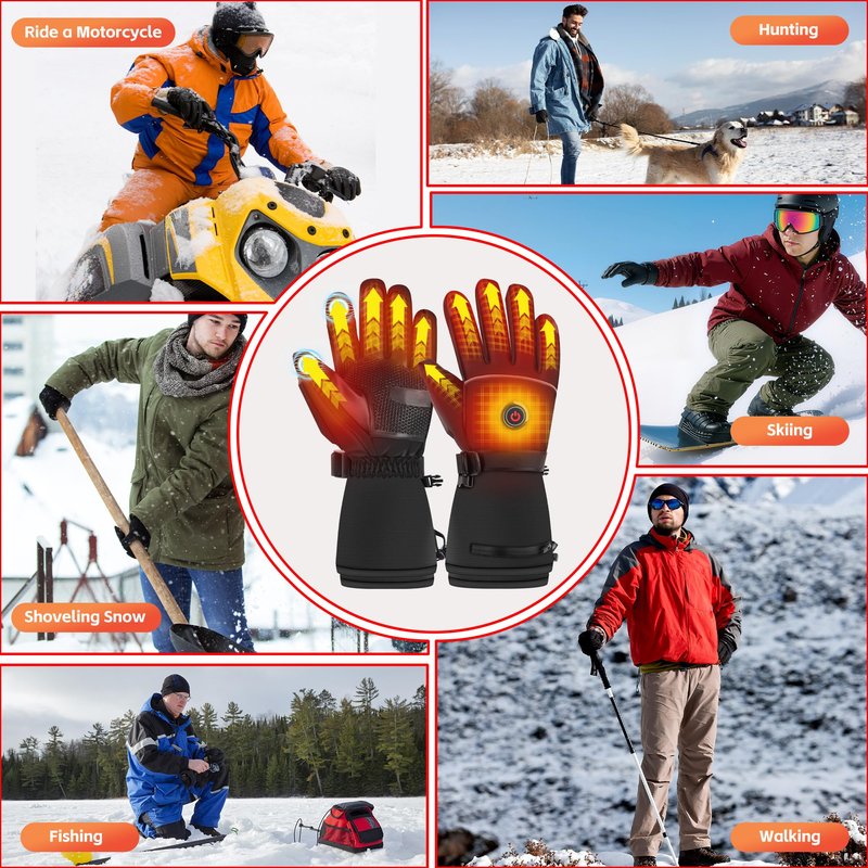 HLTWCLO Heated Gloves for Men Women, Rechargeable 5V 6000mAh for Extreme Warmth, Waterproof Touchscreen Heating Gloves for Skiing, Hunting, Hiking, Winter Working, Camping