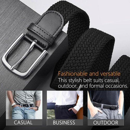 JIFANPAUL Elastic Braided Belt - Stretchable Adjustable Web Belt for Men & Women | Perfect for Work & Casual Wear