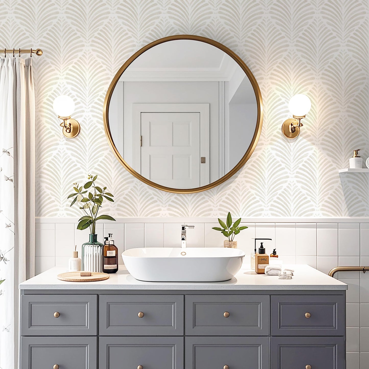 Safiyya Peel and Stick Wallpaper Boho Contact Paper 17.3"x78.7" Beige Modern Wall Paper Self Adhesive Removable Wallpaper for Bedroom Vinyl Rolls