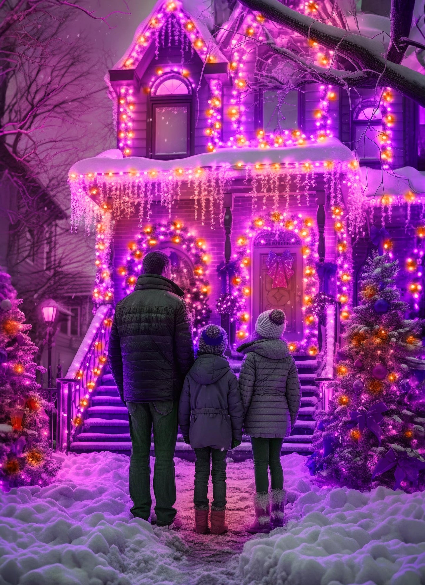 Brightown 100LED Solar String Lights Outdoor, Solar Powered Lights IP65 Waterproof for Party Garden Yard Home Holiday Tree Decoration Lighting (Orange&Purple, 100LED-1PACK)