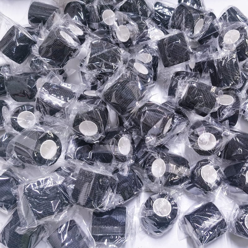 BQTQ 72 Rolls Self Adhesive Bandage 2 Inch Self Adherent Wrap Black Tape Self Stick Bandages Stretch for Wrist Ankle Swelling Sprains