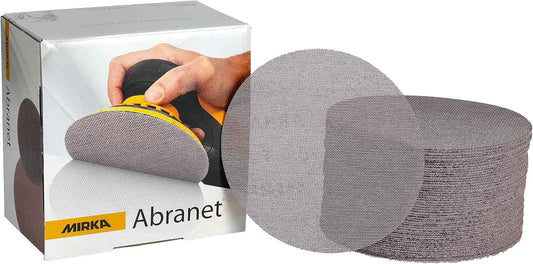 Mirka Abranet 6-Inch Sanding Discs - Grit 320, Hook and Loop, Dust-Free, 50 Pack