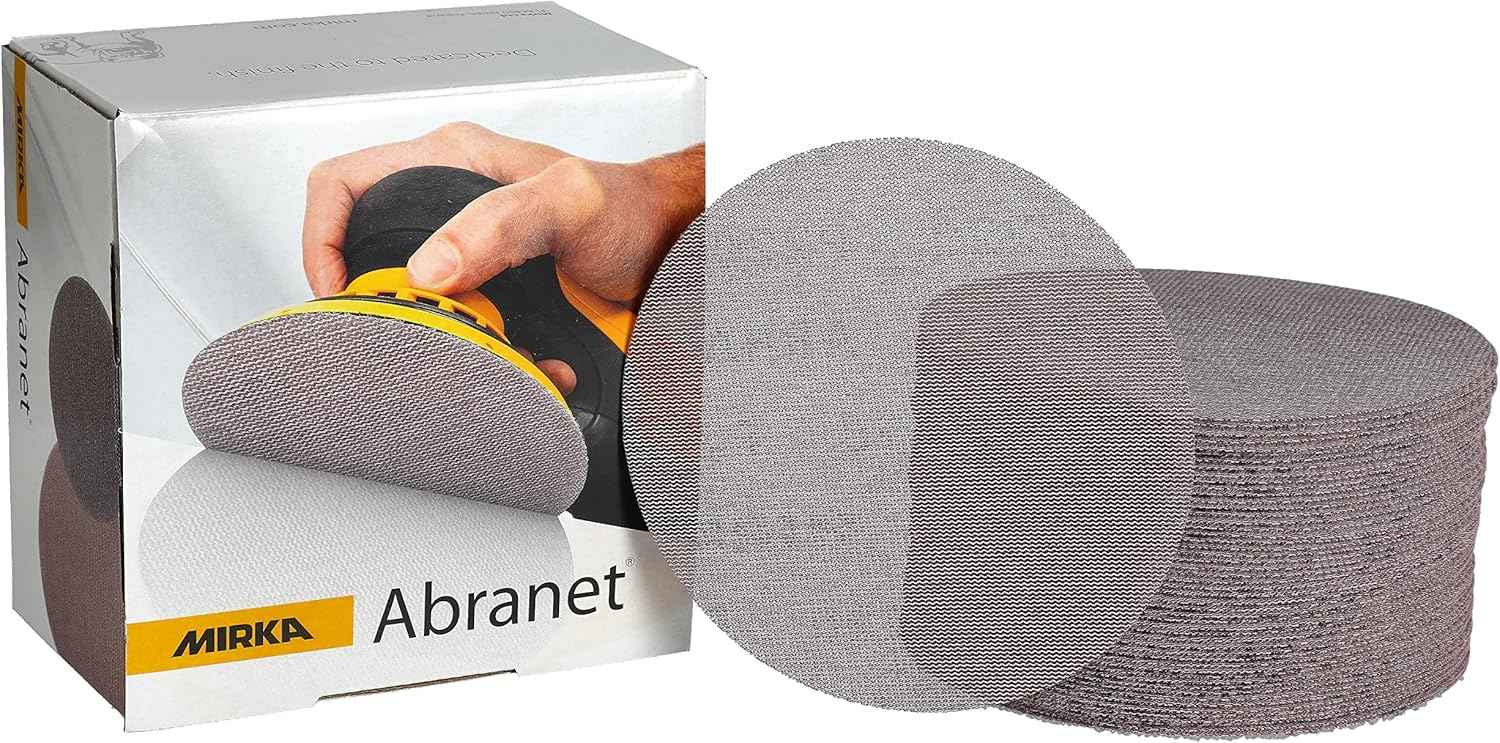 Mirka Abranet 6-Inch Sanding Discs - Grit 320, Hook and Loop, Dust-Free, 50 Pack