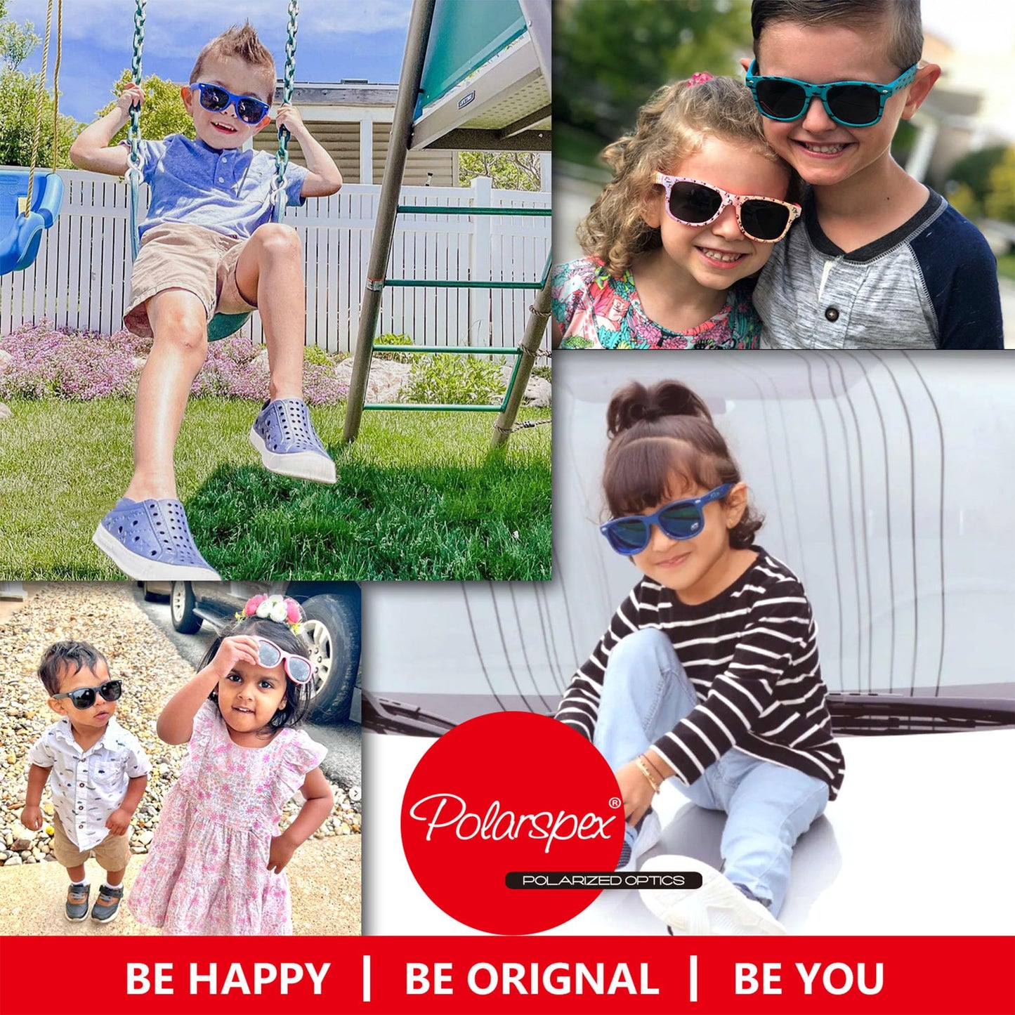 PolarSpex Toddler Boys and Girls Kids Polarized Black Style Sunglasses