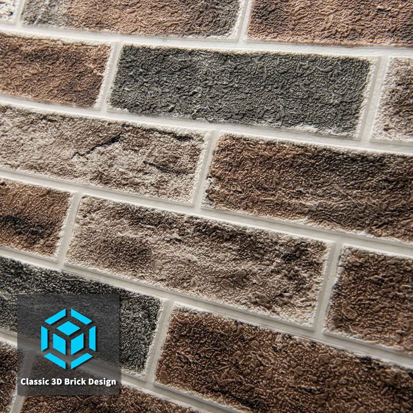 Faux Brick 3D Wall Panels - 10-Pack Peel and Stick Waterproof Foam Wallpaper in Red Brown for Bedroom, Bathroom, Kitchen