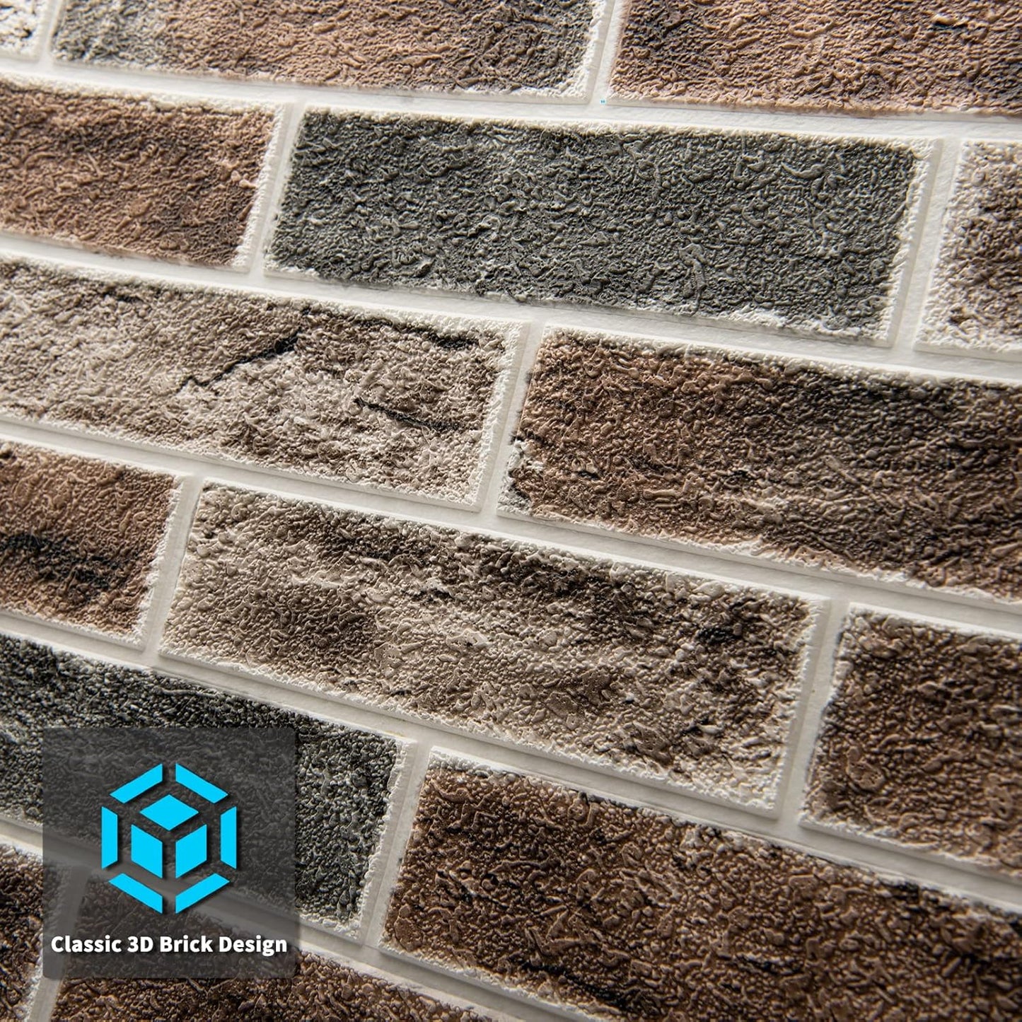 Faux Brick 3D Wall Panels - 10-Pack Peel and Stick Waterproof Foam Wallpaper in Red Brown for Bedroom, Bathroom, Kitchen