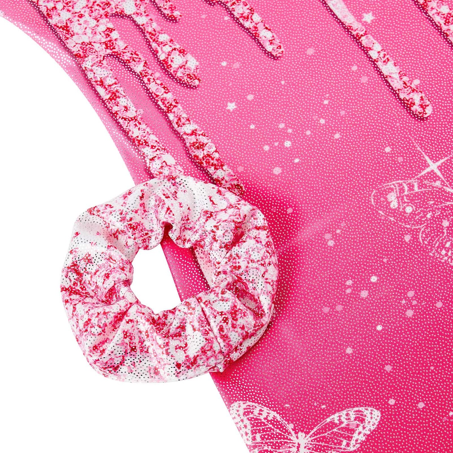 Vogseek Sparkly Gymnastics Leotards for Girls 11 12 Years Cute Hot Pink Shiny Ballet Dance Unitards Biketards with Hair Scrunchie Kids Tumbling Shorts Activewear Clothes, Sparkle Rose Red
