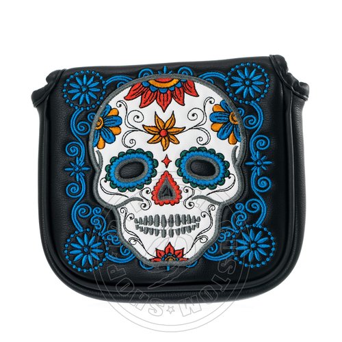 19th Hole Custom Shop Dia de Los Muertos Sugar Skull Golf High-MOI Mallet Putter Headcover, Black