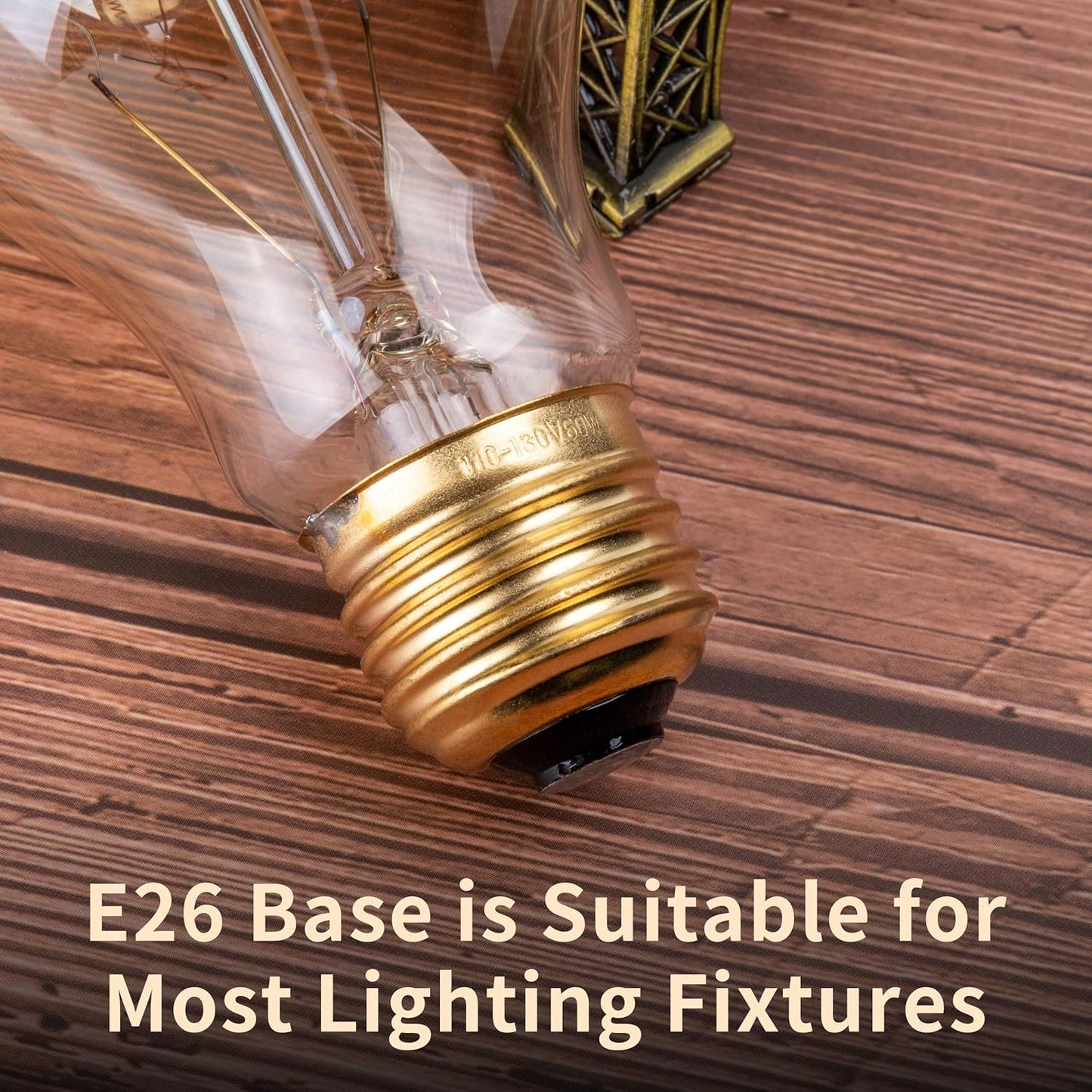 60W Vintage Edison Light Bulbs - A19/A60 Soft Amber Dimmable Bulbs, 12 Pack