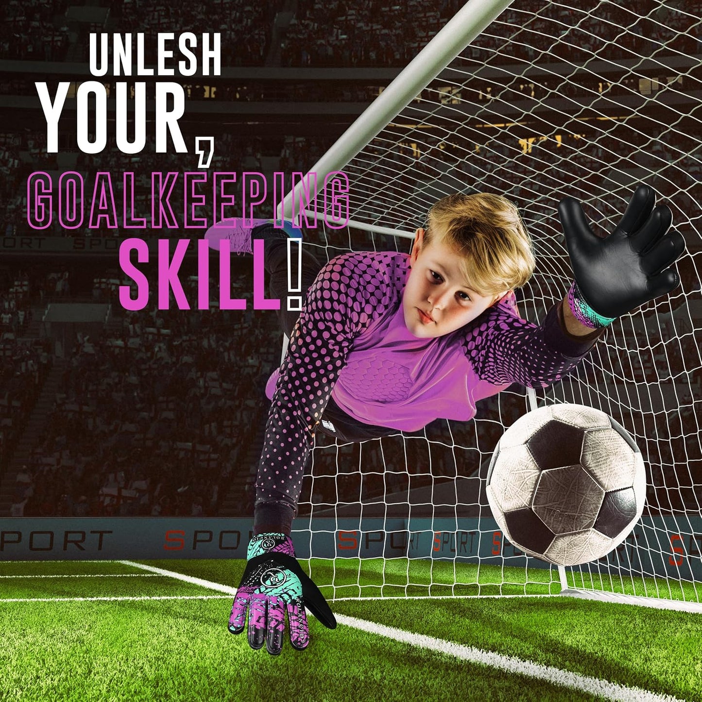 Rolanicio Goalie Gloves - Kids Soccer Gloves with Dual Wrist Protection | Breathable Non-Slip Latex