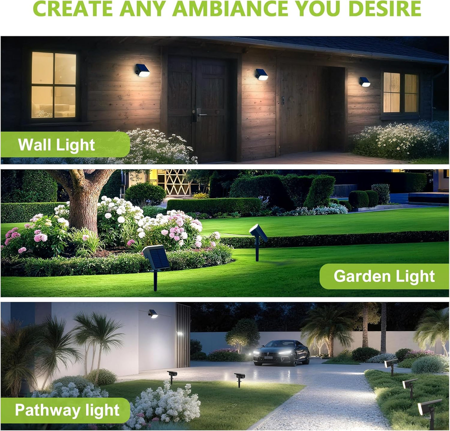 Super Bright Solar Spot Lights - 6 Pack, Waterproof IP65, 2 Color Temperatures, 4 Modes for Outdoor Landscape