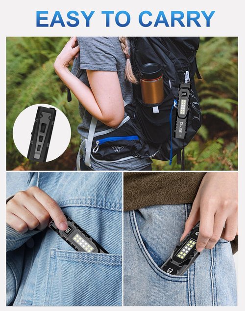 Siuyiu 1500 Lumens EDC Flashlight, LED Small Flashlight Ultra-Slim Flat Shape Type-C Rechargeable, Mini Flashlights IPX4 Waterproof, Pocket Clip Tactical Flashlights for Camping, Emergency