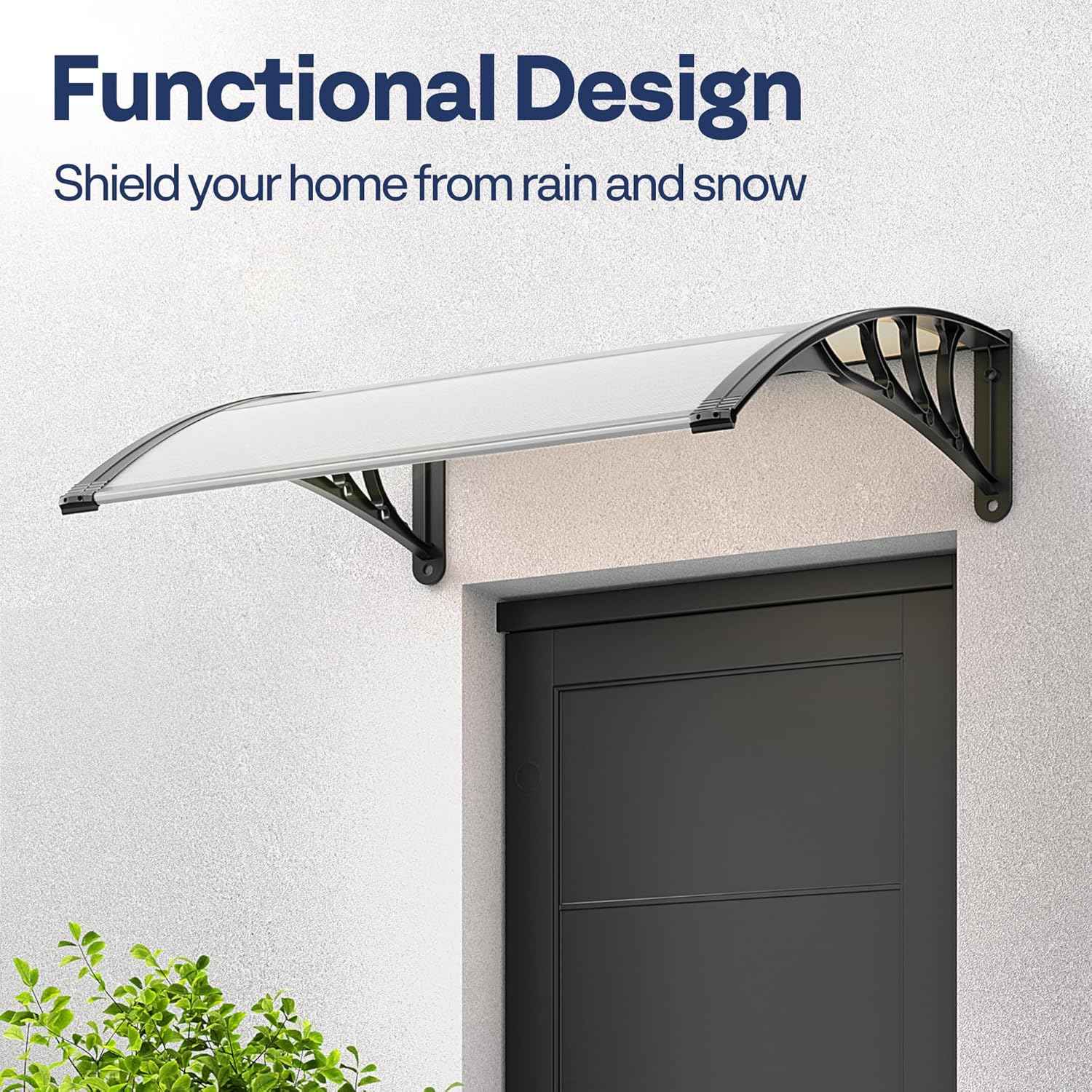 40-Inch VIVOHOME Polycarbonate Window Door Awning Canopy - Brown with Black Bracket