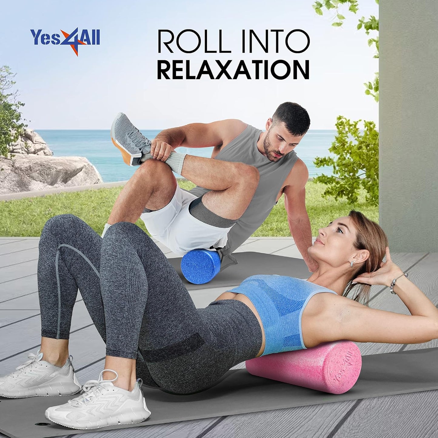 Yes4All High-Density EPP Foam Roller - Ideal for Yoga, Pilates & Stretching | 12, 18, 24, 36 Inch Sizes