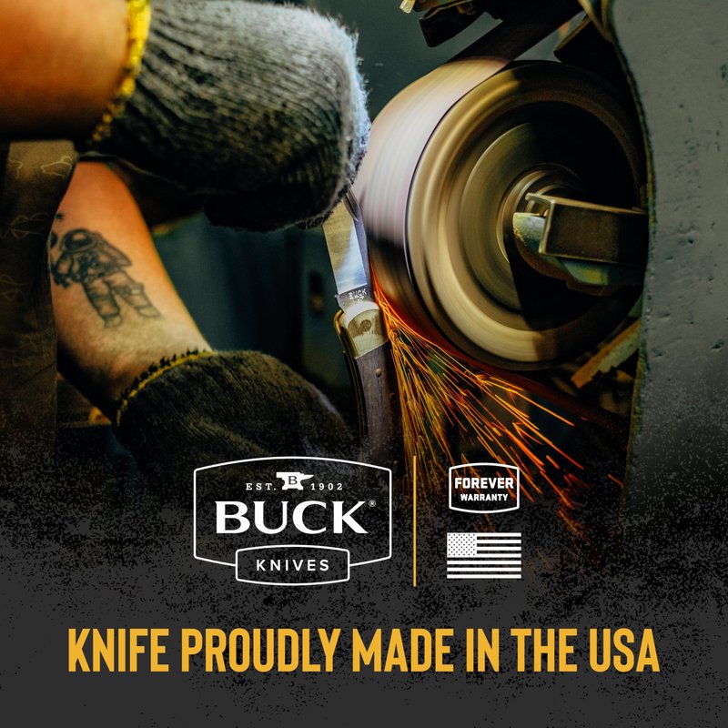 Buck Knives 102 Woodsman Hunting Knife, 4" Fixed Blade, Full Tang Design, Phenolic Handle, 420HC Stainless Steel Clip Point Blade, Sheath Included, Knife Made in the USA, Black, 2.6 oz