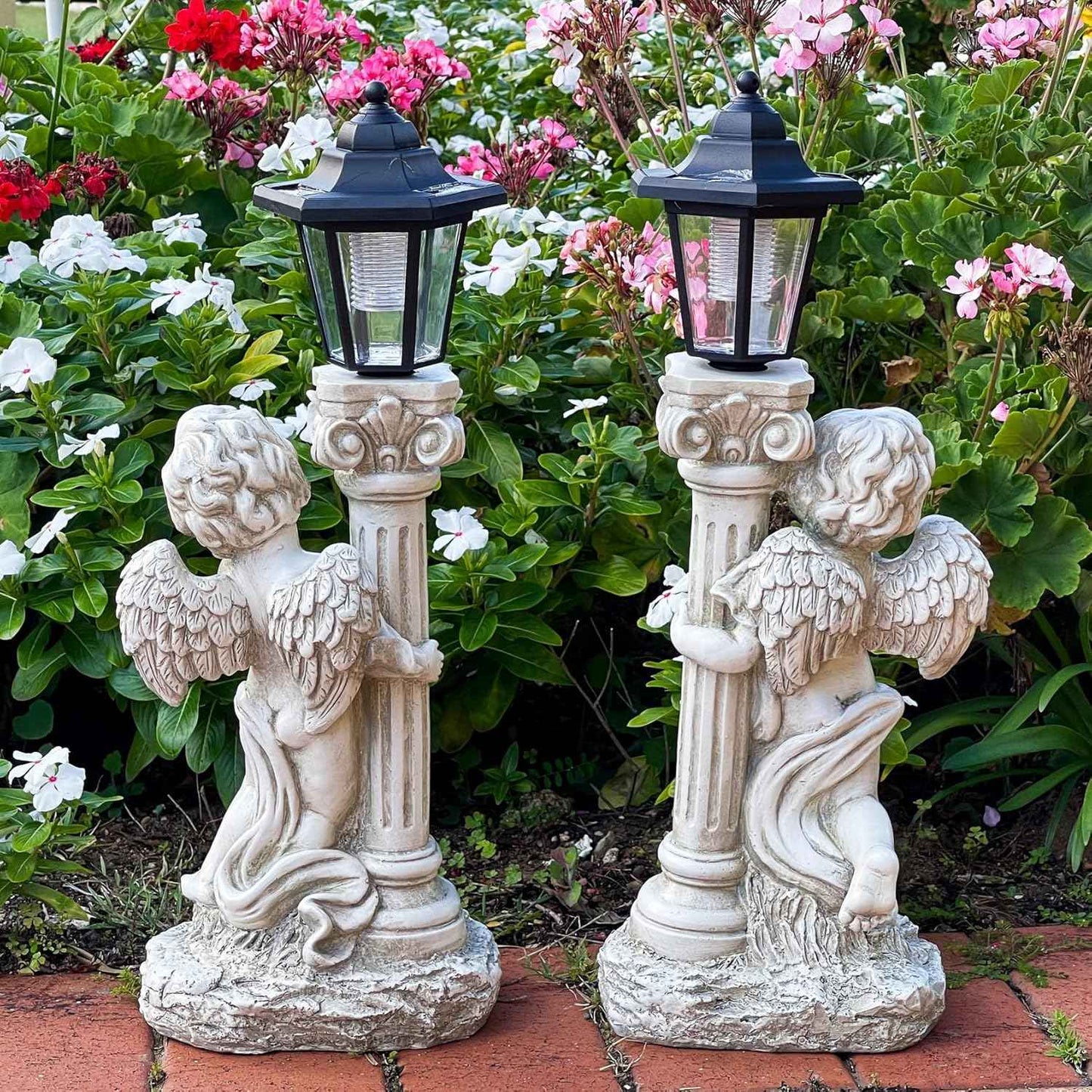 19.7-Inch Solar Angel Statue with Roma Pillar - Outdoor Garden Decor & Christian Gift