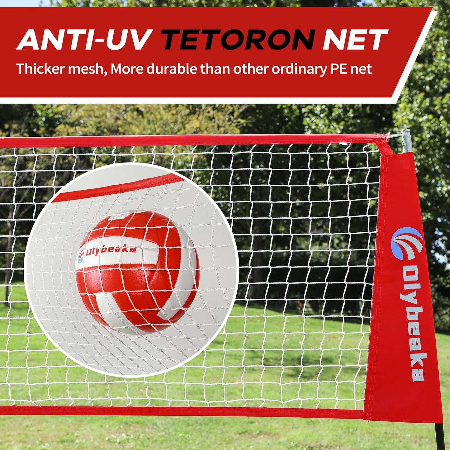 Skiennix Portable Volleyball Net - 5-Height Adjustable Backyard Set with Widened Base & Carry Bag | 12ft/14ft