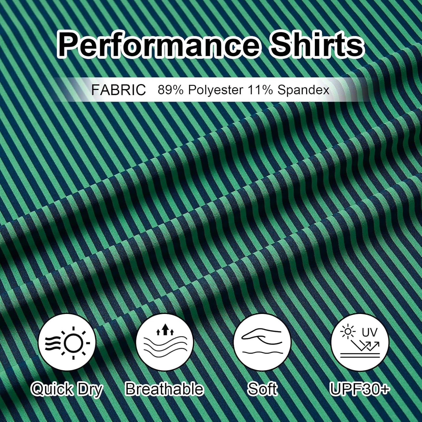 Skiennix Men's Golf Polo Shirt - Moisture-Wicking Short Sleeve Striped Casual Top | High Performance