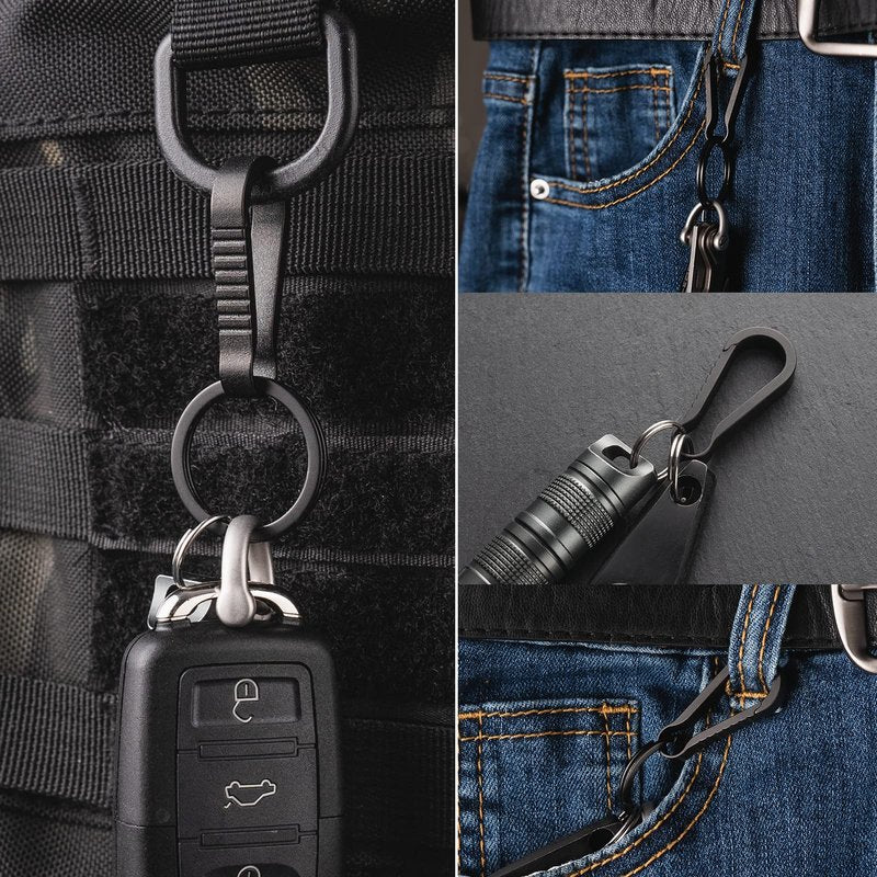 TISUR Titanium Key Ring Hooks, Small Carabiner Keychain clip,Mini Snap Keyring Key Organizer Key chain for Purse Backpacks Pants