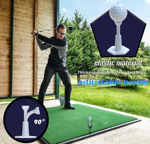 Hotenfes Adjustable Unbreakable Golf Tee,Rubber Golf Tees for Mats,Driving Range Tee,Flight Path Golf Simulator Accessories,3.9 Inch and 2.8 Inch ,Reusable Home Golf Tees (2 Pack Blue+2 high Struts)