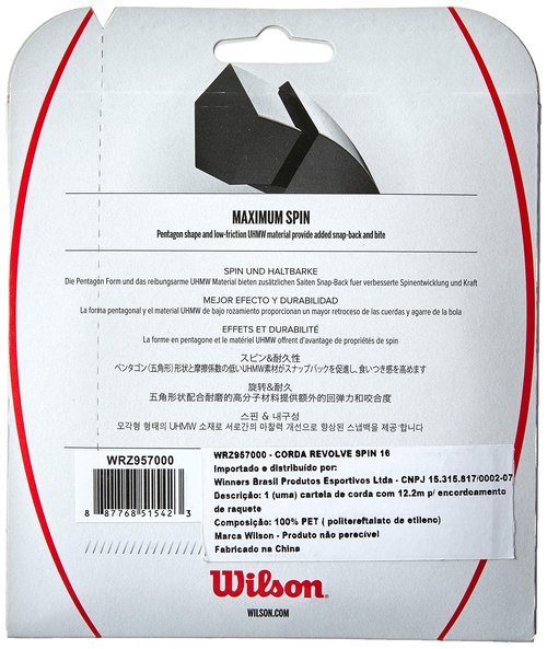 WILSON Revolve Spin 16 Tennis String - Set, Black