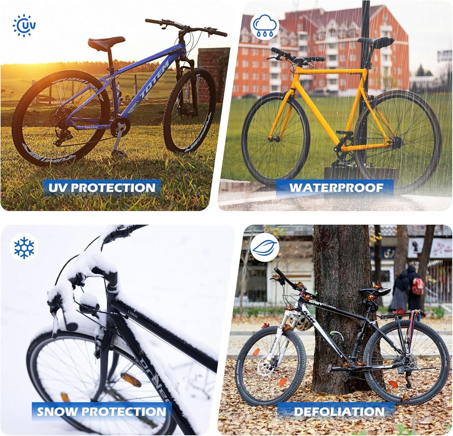 Skiennix Bike Cover - All Weather Waterproof Protection | UV & Dust Resistant | XL Black & Blue (79 x 27.5 x 44 in)