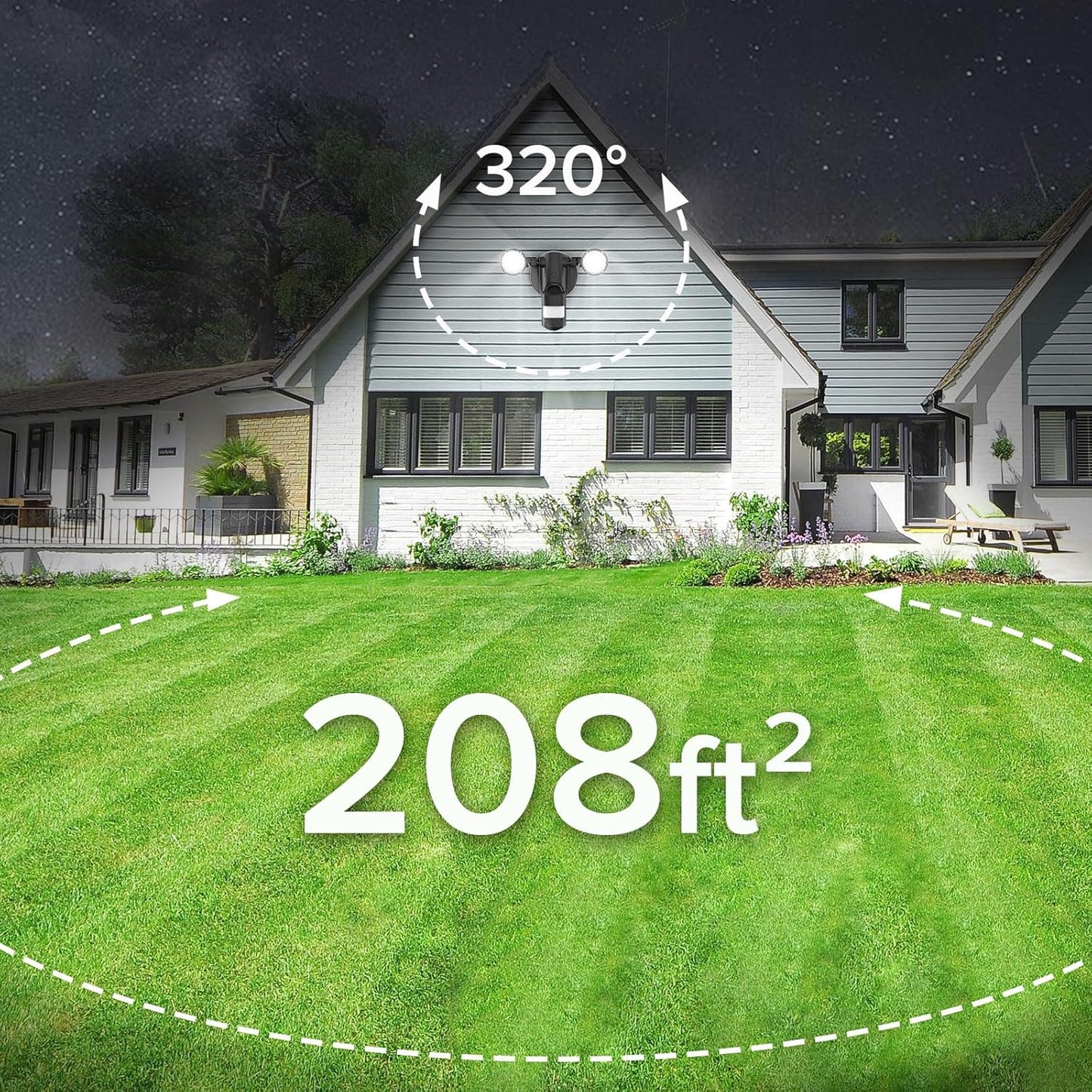 25W Motion Sensor Outdoor Flood Light - 3000LM Dusk to Dawn Security Light, 4 Modes, 320° Wide Angle for Garage & Patio