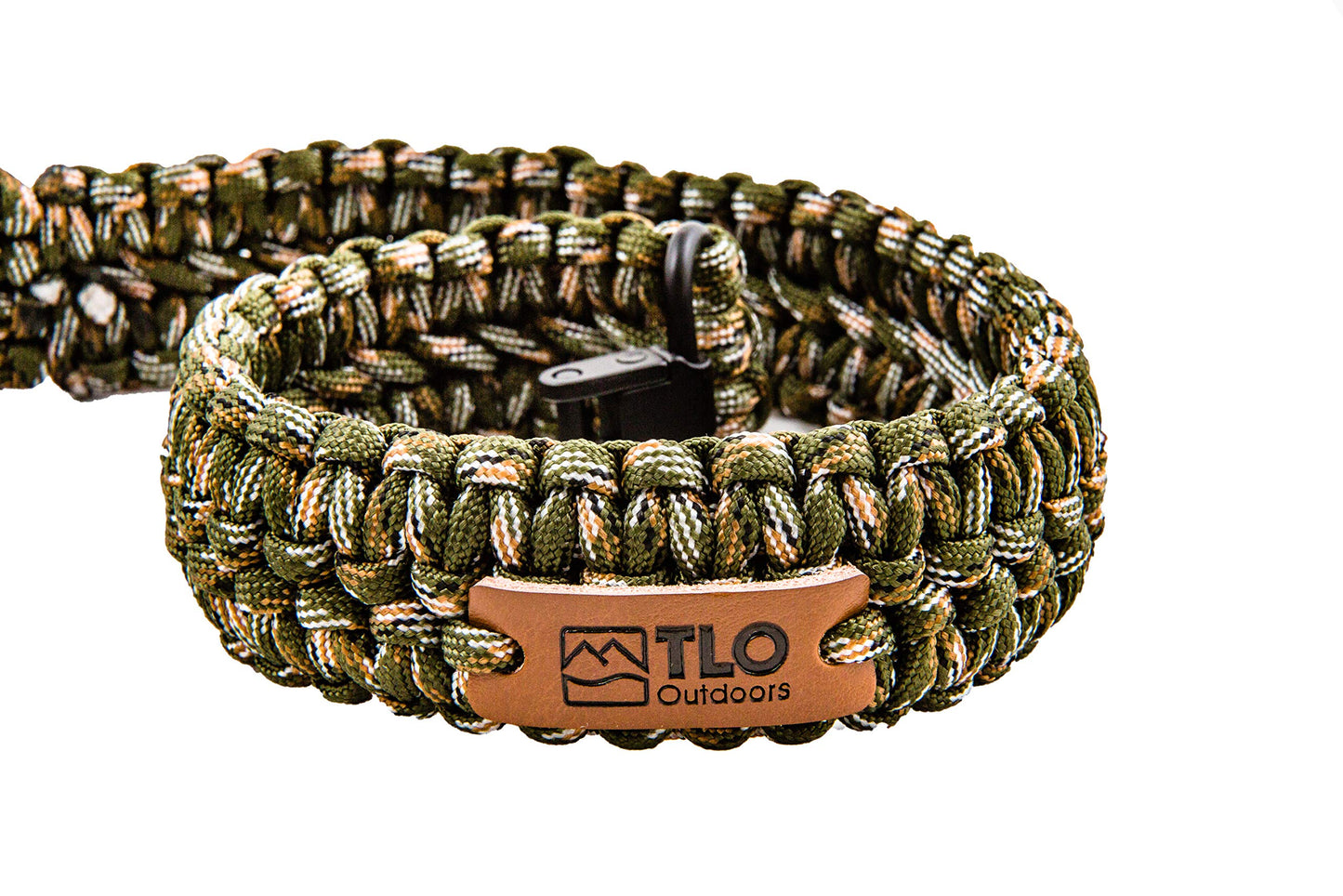 TLO Outdoors Paracord Gun Sling - Tactical 2-Point Rifle Sling, Extra Wide, Adjustable Strap with Swivels for Rifle, Shotgun, and Crossbow for Hunting, Shooting, Gun Safety (550 Rated Nylon)
