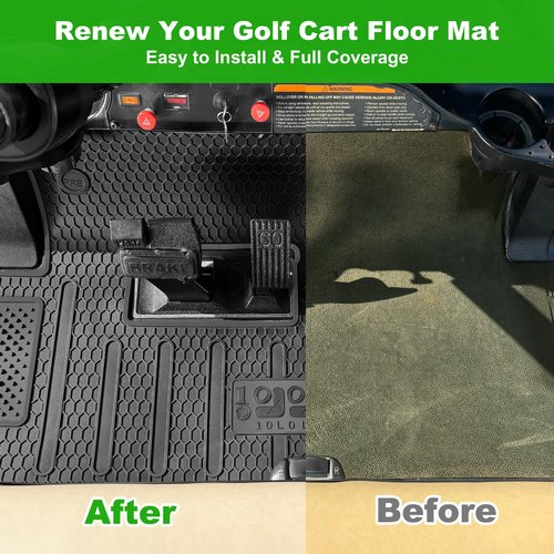 10L0L Golf-Cart-Full-Coverage-Floor-Mat for Club Car Precedent (2004-2023), Onward & Tempo (2017-2023), Villager & V4L (2019-2023), Durable Waterproof Rubber Liner, OEM Fit Club Car Accessories