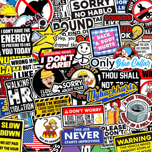 225PCS Funny Hard Hat Stickers (Dirty) for Adults Humor Waterproof Vinyl Welding Helmet, Tool Box, Electrician, Mechanic Construction - Blue Collar Gifts for Men No Repeat