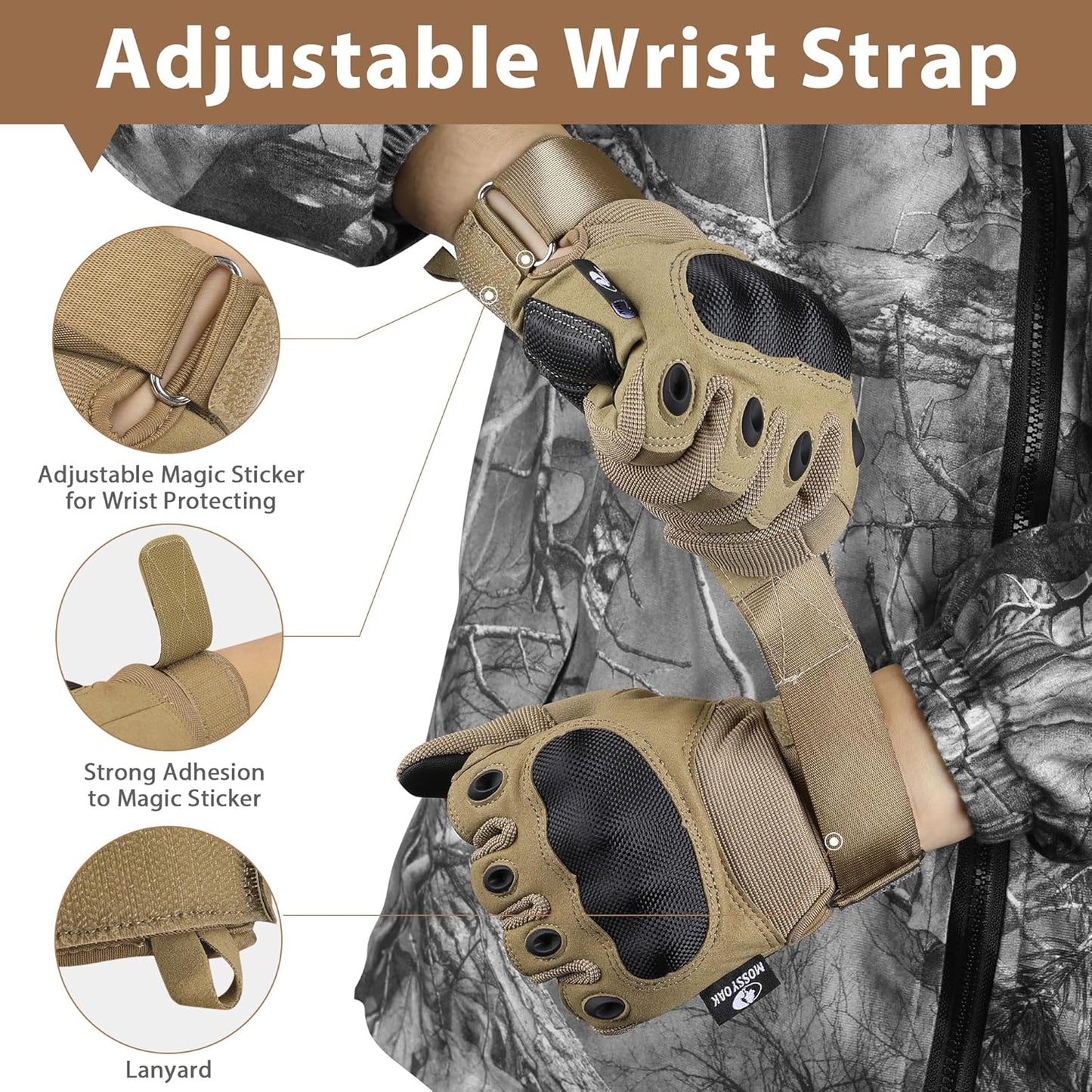Mossy Oak Tactical Gloves - Touch Screen Airsoft Gloves with Hard Knuckle for Hunting & Camping