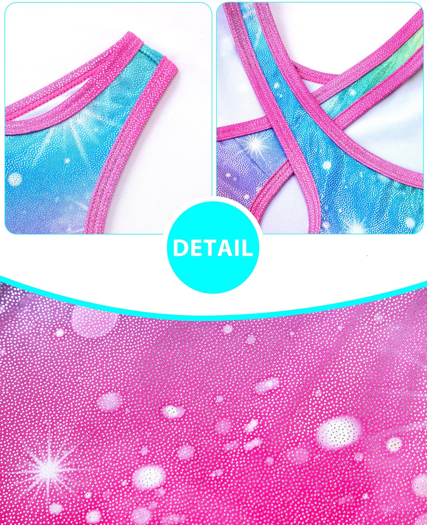 HOZIY Leotards for Girls Gymnastics Size 8-10 Years Rainbow Hallowout Cutout Back Tumbling Outfits Biketard Practice Ropa De Niña Para Gimnasia Suit