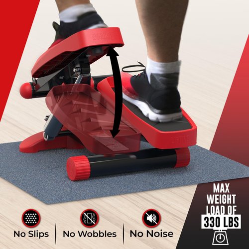 Nordic Lifting Mini Stepper & Stair Climber – Red – Compact Fitness Stepper w/Resistance Bands, LCD Monitor, 330LB Weight Limit – Home Leg & Thigh Workout Machine