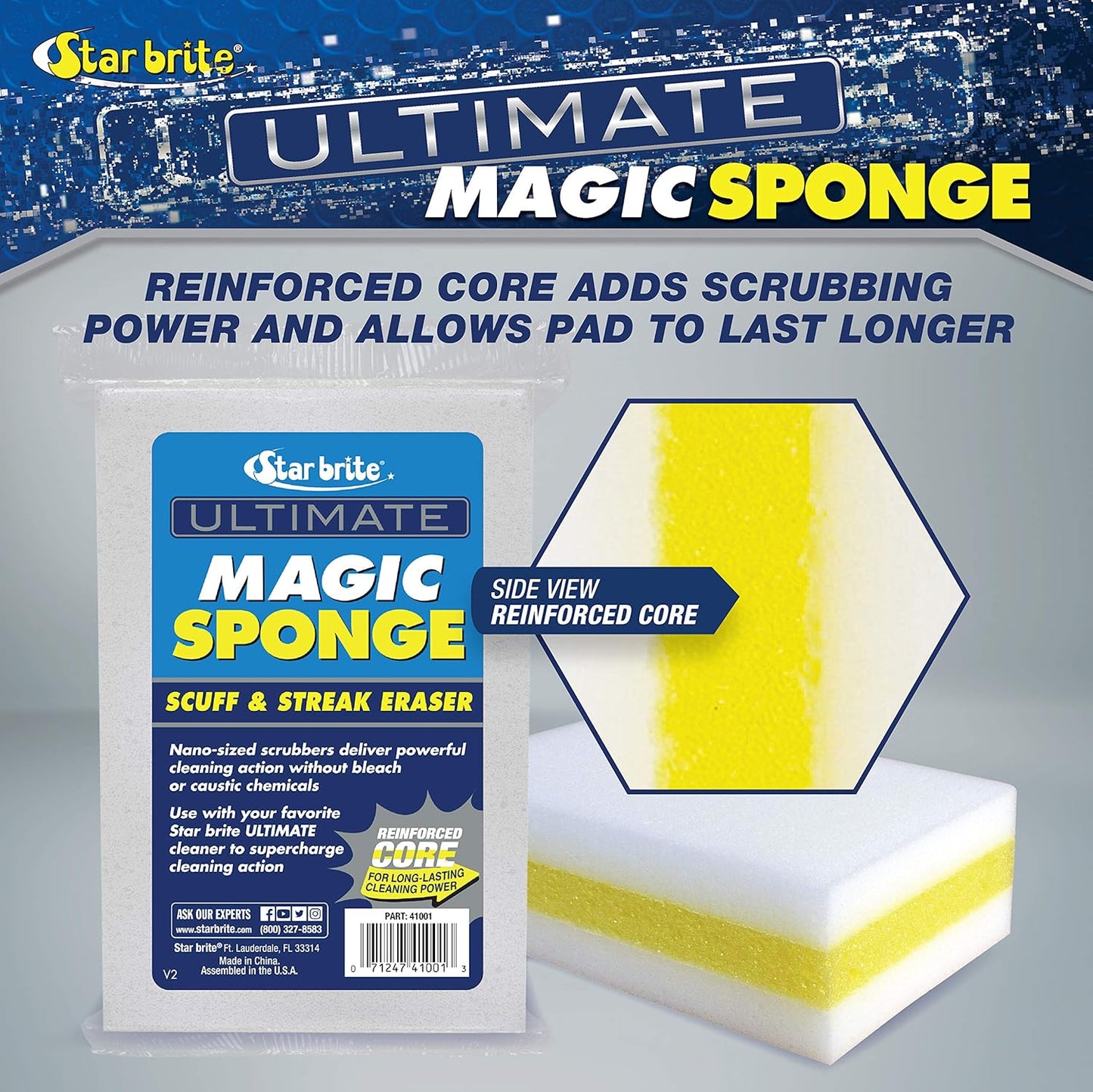 Star Brite XL Magic Sponge - Extra Large, Long Lasting Melamine Scuff Eraser - 8 Pack for Multi-Purpose Cleaning