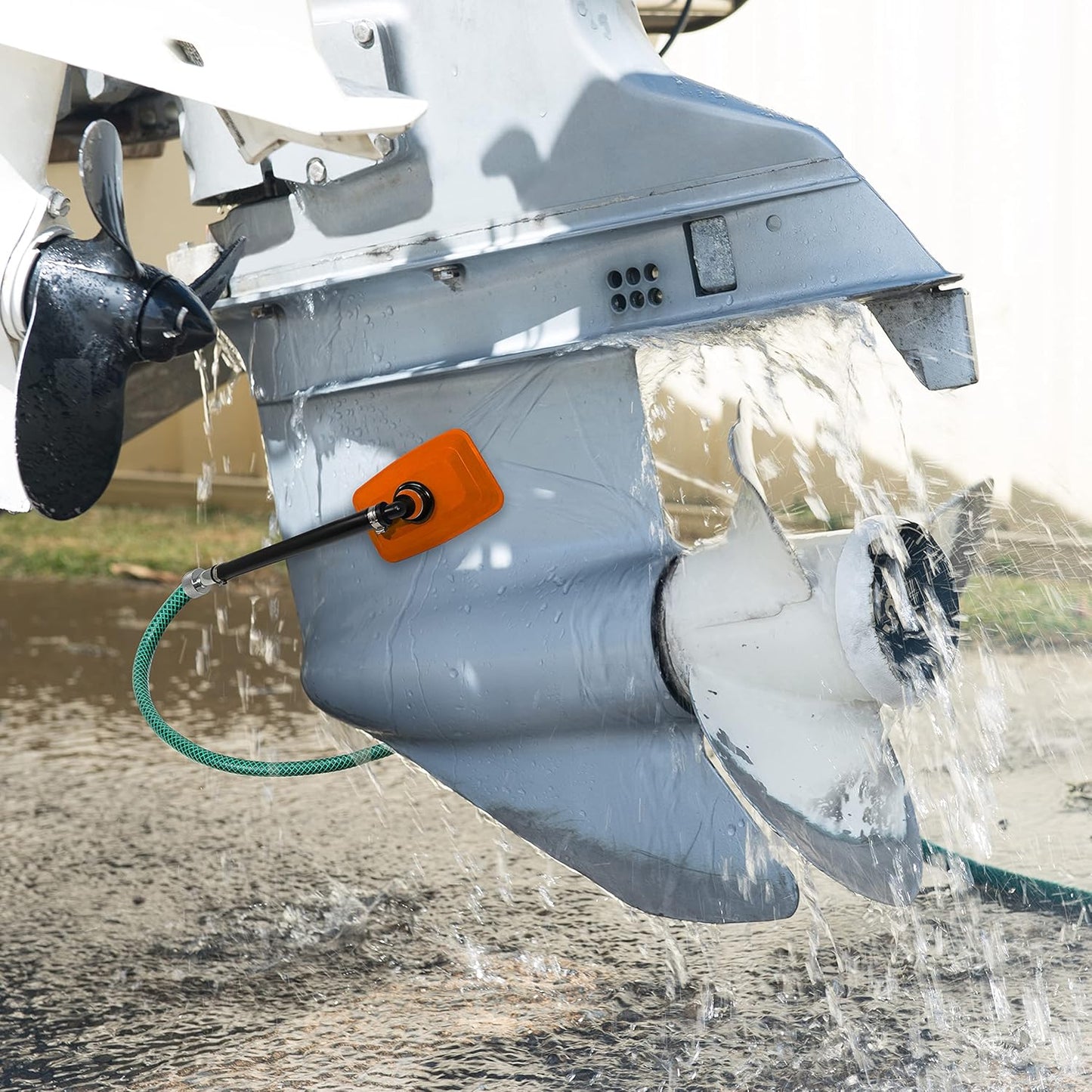 Steel Dual Feed Muff Style Boat Motor Flusher - Heavy Duty Design for Antifreeze Winterization | 5/8 Inch Hose Connection