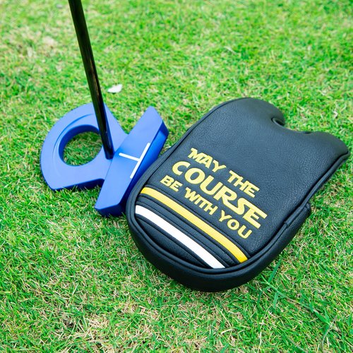 Golf Headcovers Golf Club Head Covers Elegant Embroidery Premium Leather Driver Headcovers May The Course Be with You Fairway Wood Head Cover Hybrid Covers Putter Covers(for DF3 Putter(1pcs))